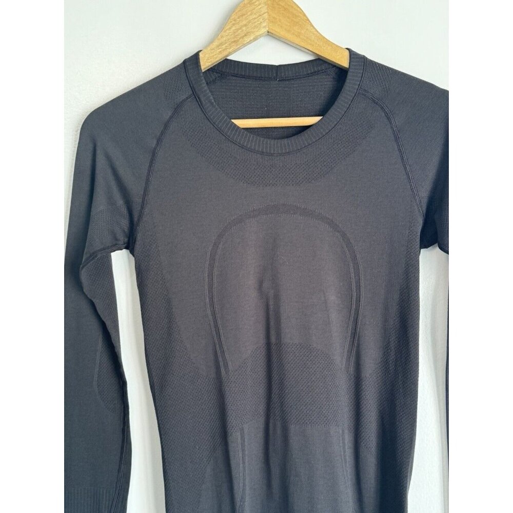 Lululemon Swiftly Tech Long Sleeve Crew Top Womens Size 6 Black Running Workout - Picture 4 of 8
